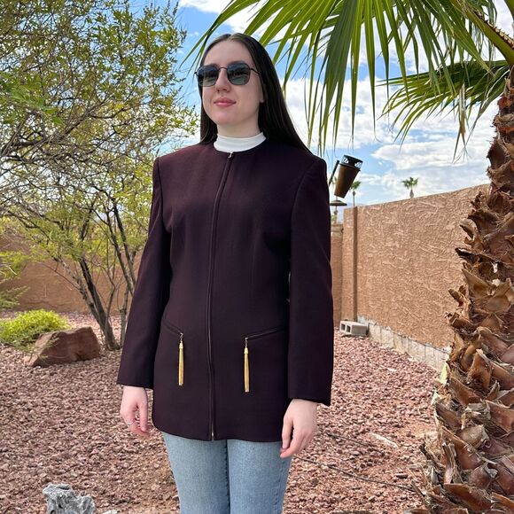 Vintage 1980s Louis Feraud Wool Women's Size 6 Purple Tassel Made In W Germany - Picture 1 of 12